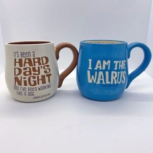 Set of 2 Vintage 1992 Beatles Song Mugs Lennon & McCartney Collection